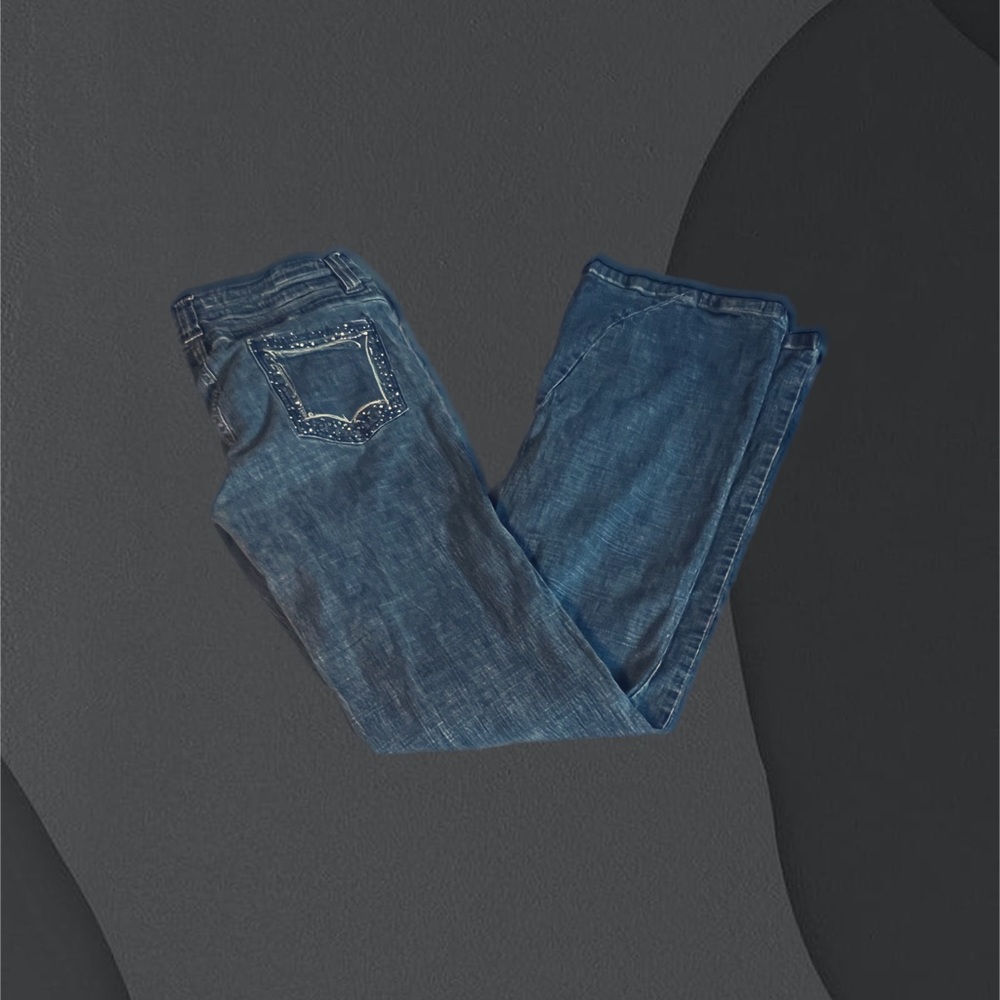 Y2K Jeans Rhinestones Dark Denim Flare Clash Size 5